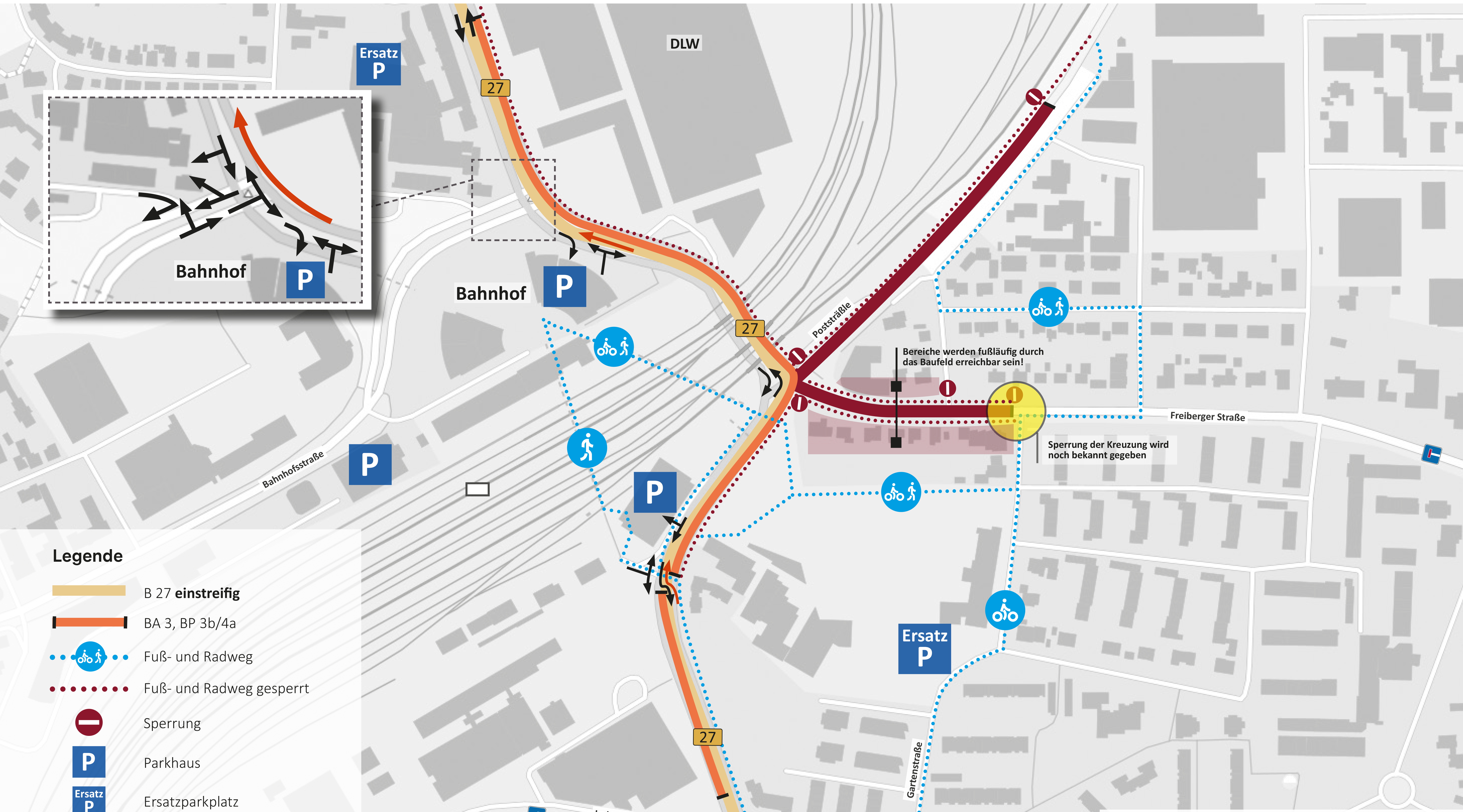 Detailplan B 27 Verkehrslenkung für Bauabschnitt 3, Bauphase 3b/4a Detailplan B 27 Verkehrslenkung für Bauabschnitt 3, Bauphase 3b/4a