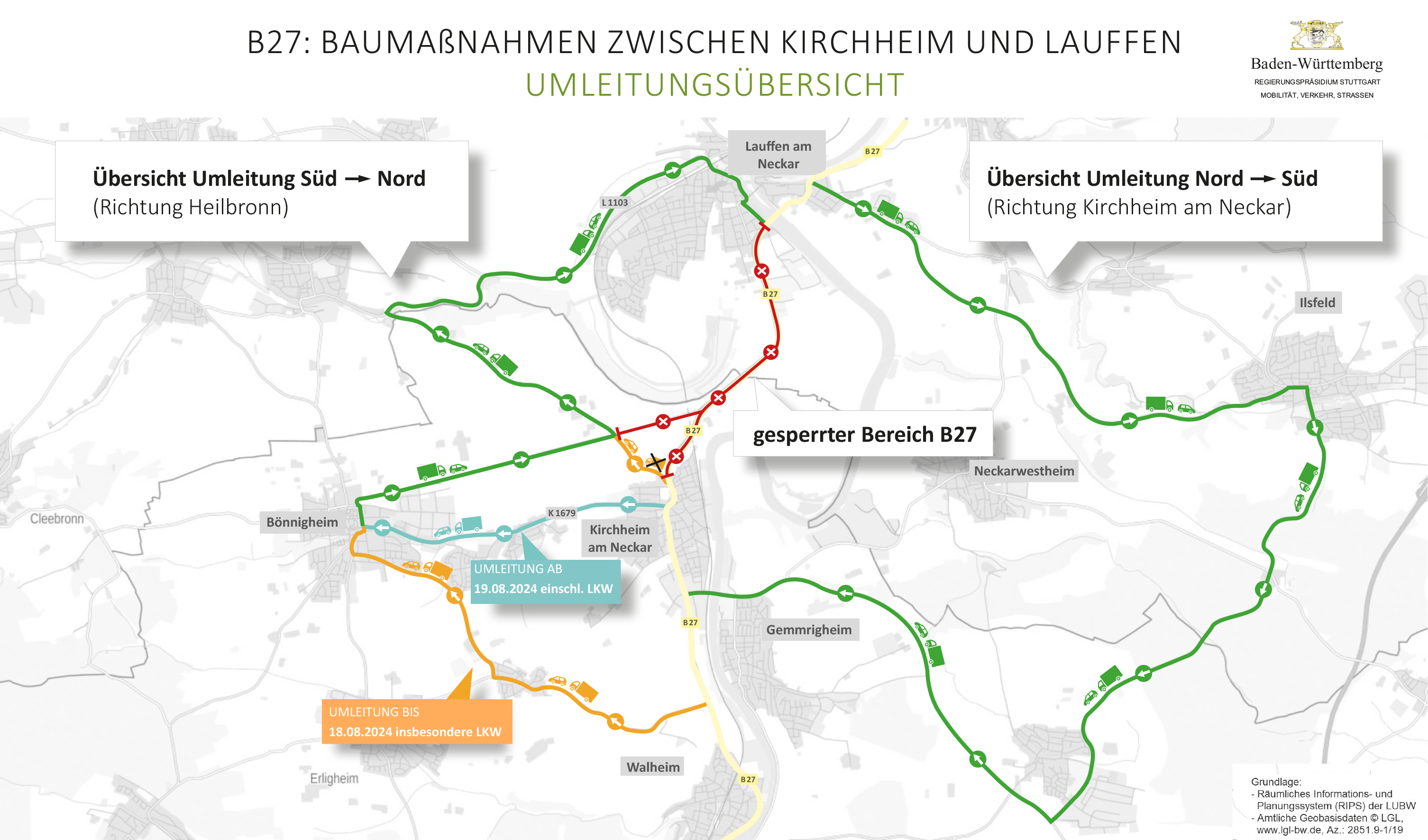 Übersicht Sperrung und Umleitung