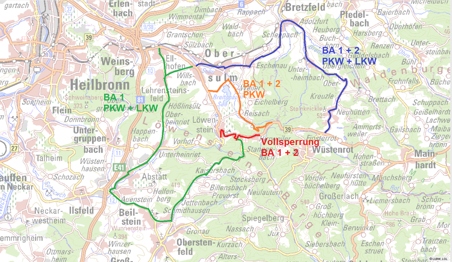 B 39 Umleitungsplan