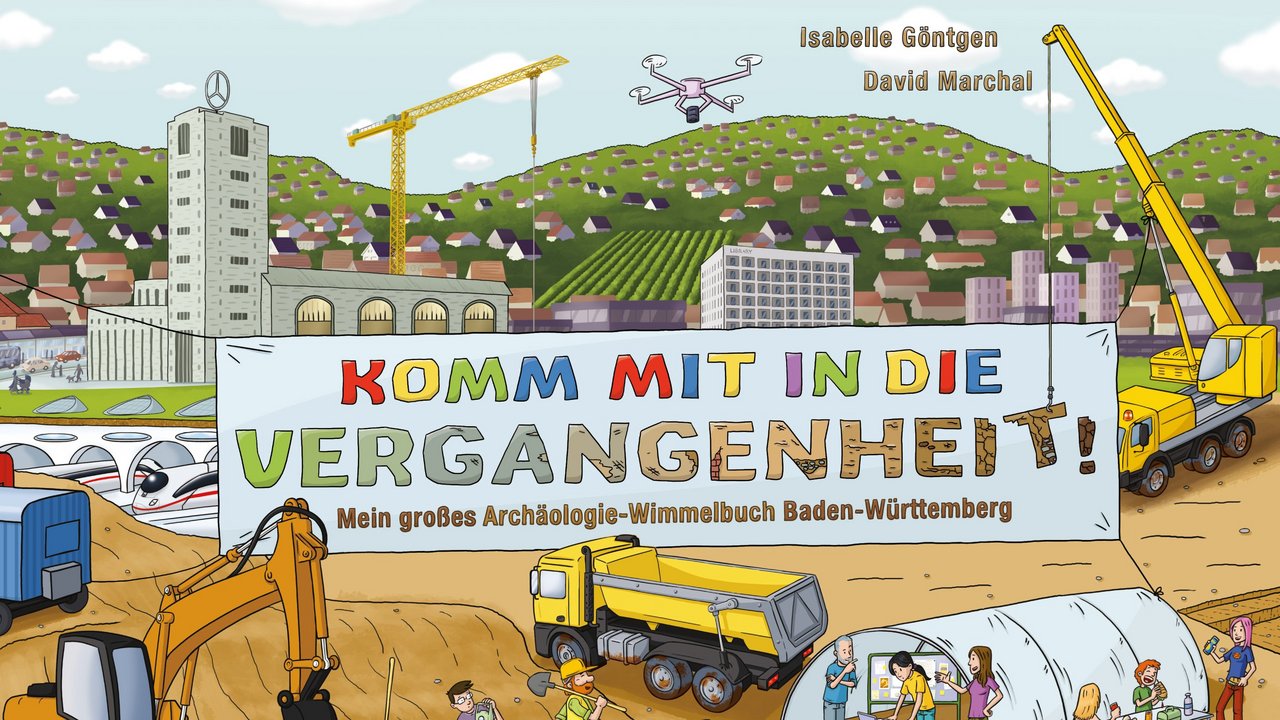Titelbild des Wimmelbuchs "Komm mit in die Vergangenheit"