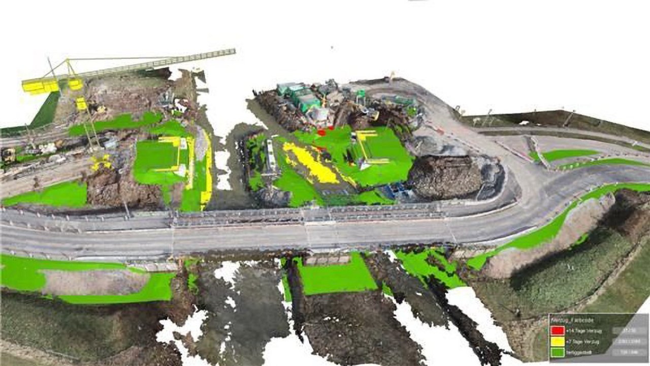 Bild zeigt eine digitale Baufortschrittsüberwachung an einer Baustelle