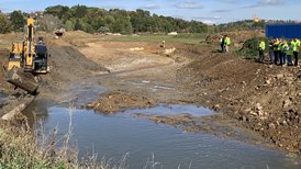 Durchstich des Flussverlaufes ins neue Bett der Jagstschlaufen