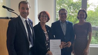 Konrad Epple (MdL), Dr. Ingrid Helber, OB Dirk Abel, RP'in Susanne Bay