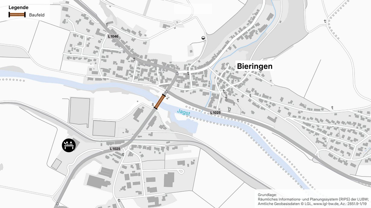 Bild zeigt Lageplan der Brücke über die Jagst in Bieringen