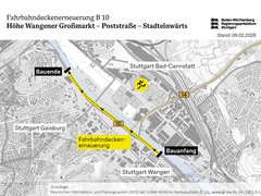 Übersichtskarte B 10 Fahrbahndeckenerneuerung Poststraße - Stuttgarter Großmarkt 