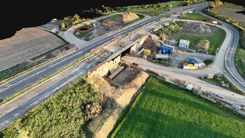 3D-Scan der Baustelle mittels Drohnenaufnahme, Oktober 2024