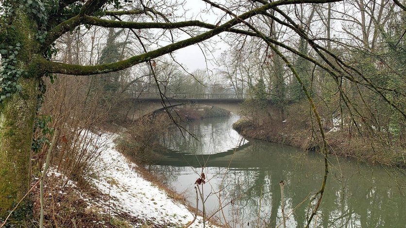 Murrbrücke im Winter 2025
