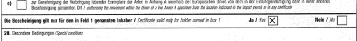 Auszug aus der Vermarktungsbescheinigung