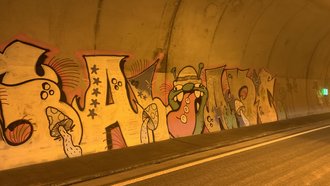 Graffiti in einem Tunnel