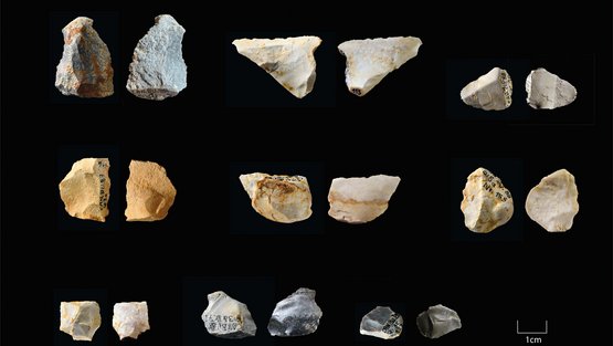 Bild zeigt Steinwerkzeuge aus der Fundstelle Bunker