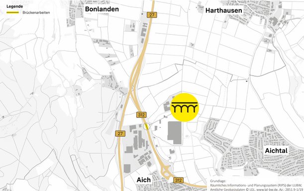 B 312 Instandsetzung Unterführung Zufahrtstraße bei Aich