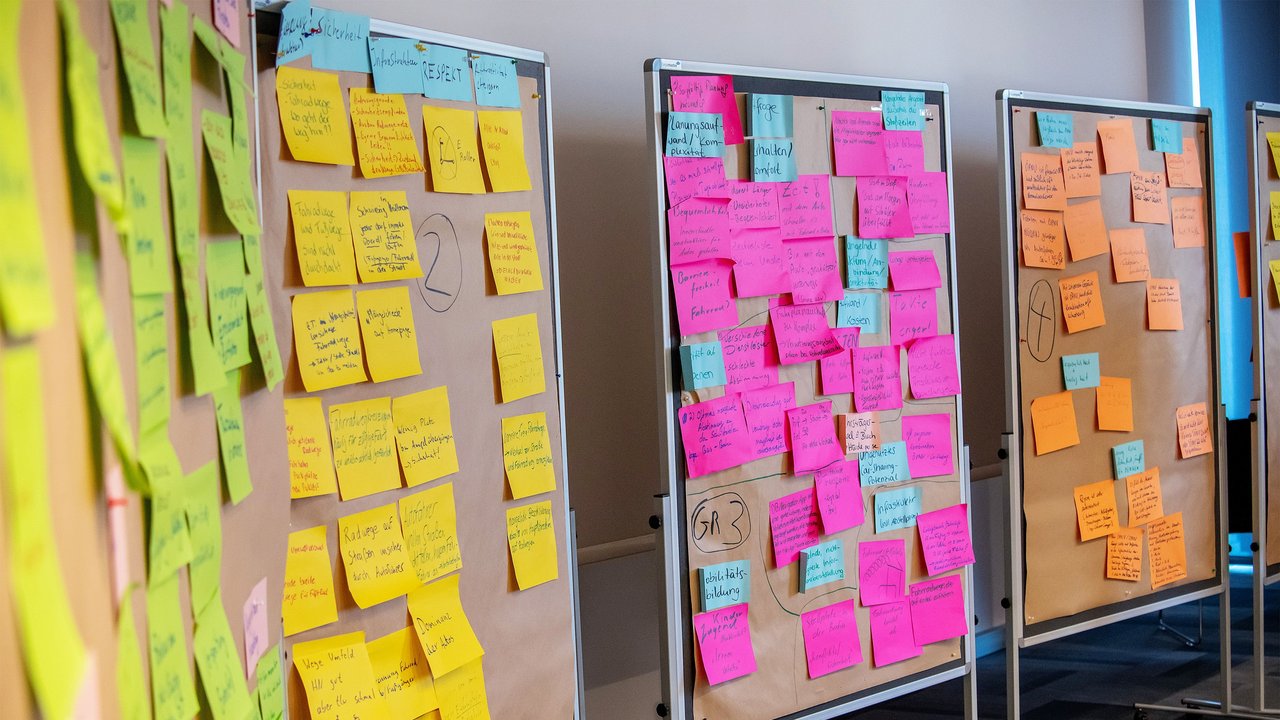 Die Ergebnisse der Kleingruppen wurden auf Stellwänden festgehalten und im Plenum zusammengetragen. 