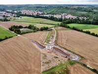 Baufeld für zukünftige Ortsumfahrung mit Wirtschaftswegunterführung