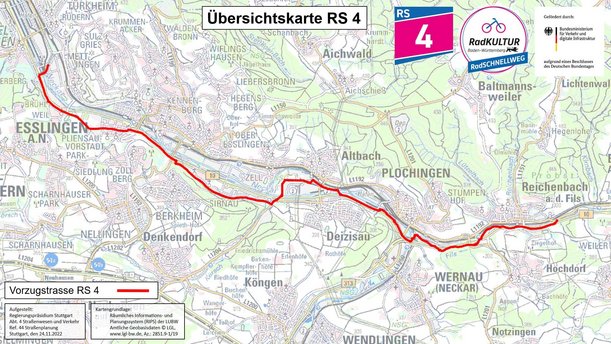 Übersichtskarte RS 4 Esslingen-Reichenbach