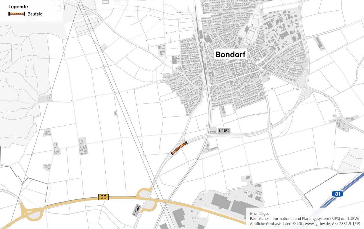 L 1184 Brücke über Ast der L 1184 (Bondorf) Übersicht