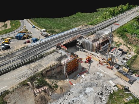 3D-Scan der Baustelle mittels Drohnenaufnahme, Juli 2025