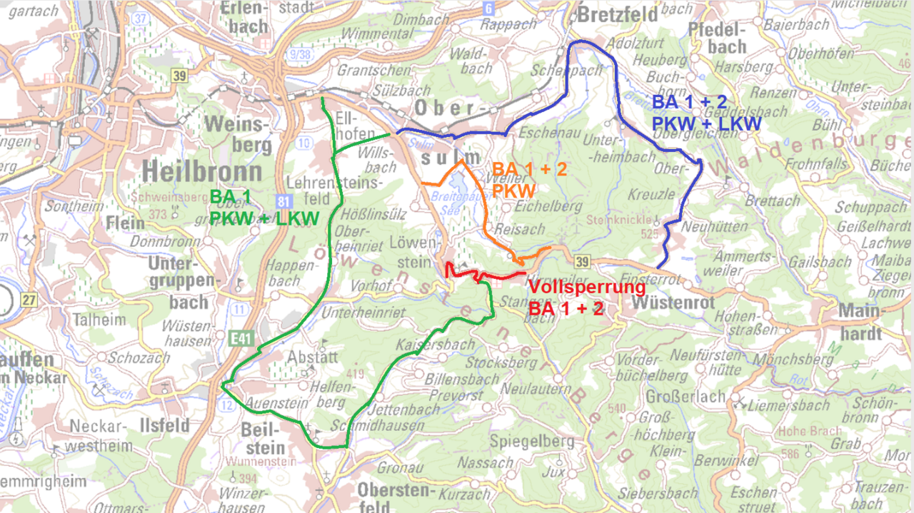 B 39 Umleitungsplan