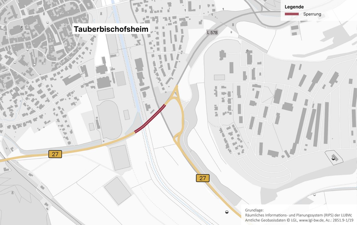 B 27 Brücke über die Tauber (Tauberbischofsheim) Übersichtsplan