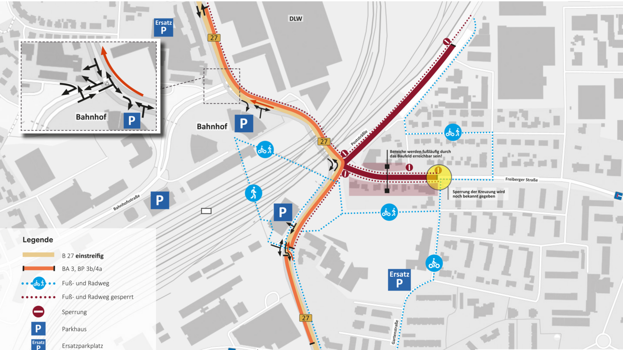 Detailplan B 27 Verkehrslenkung für Bauabschnitt 3, Bauphase 3b/4a