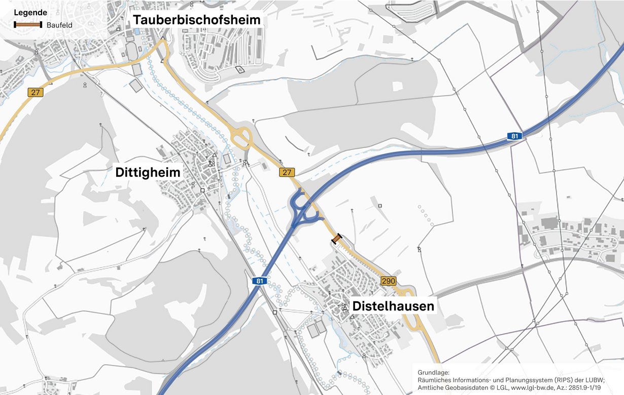 Bild zeigt Lageplan der Feldwegbrücke in Distelhausen