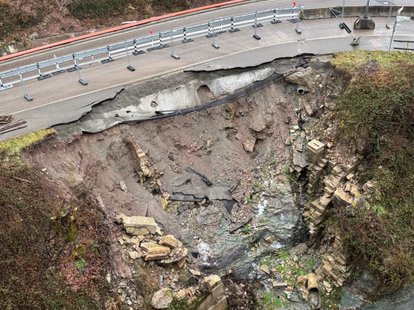 große talseitige Rutschung im Bereich Laufenmühle/“EINS+ALLES“ im Jahr 2024 