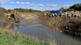 Durchstich des Flussverlaufes ins neue Bett der Jagstschlaufen