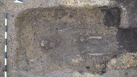 Nachbestattung mit Skelett eines Mannes der Zeit um 500 v. Chr.